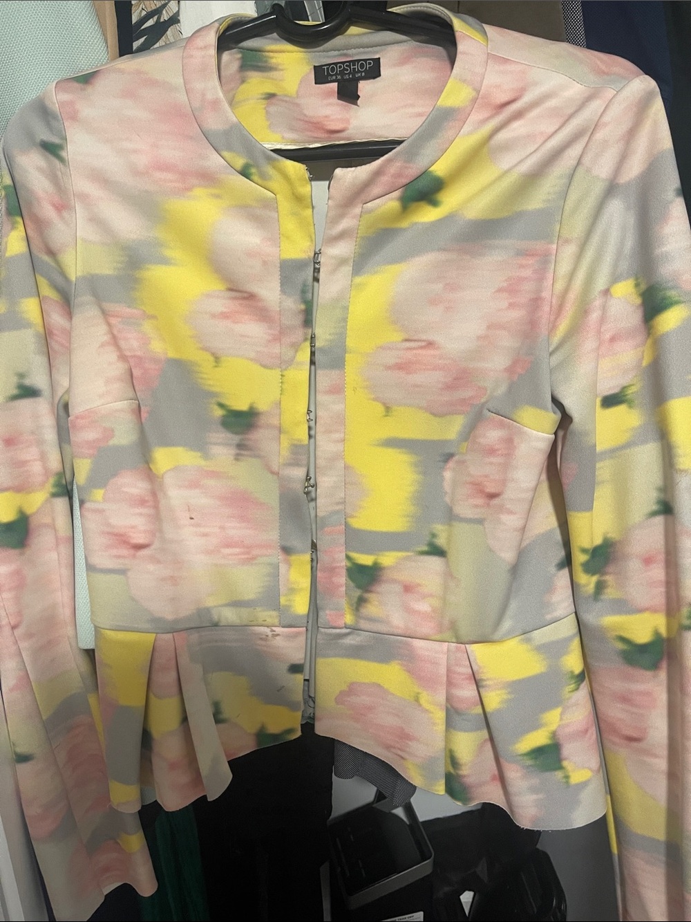 Topshop Pastel Floral Peplum light blazer- Pink, Yellow